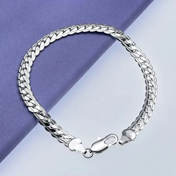 Sterling Silver Snake Chain Bracelet 7 inches long - Picture 1 of 11